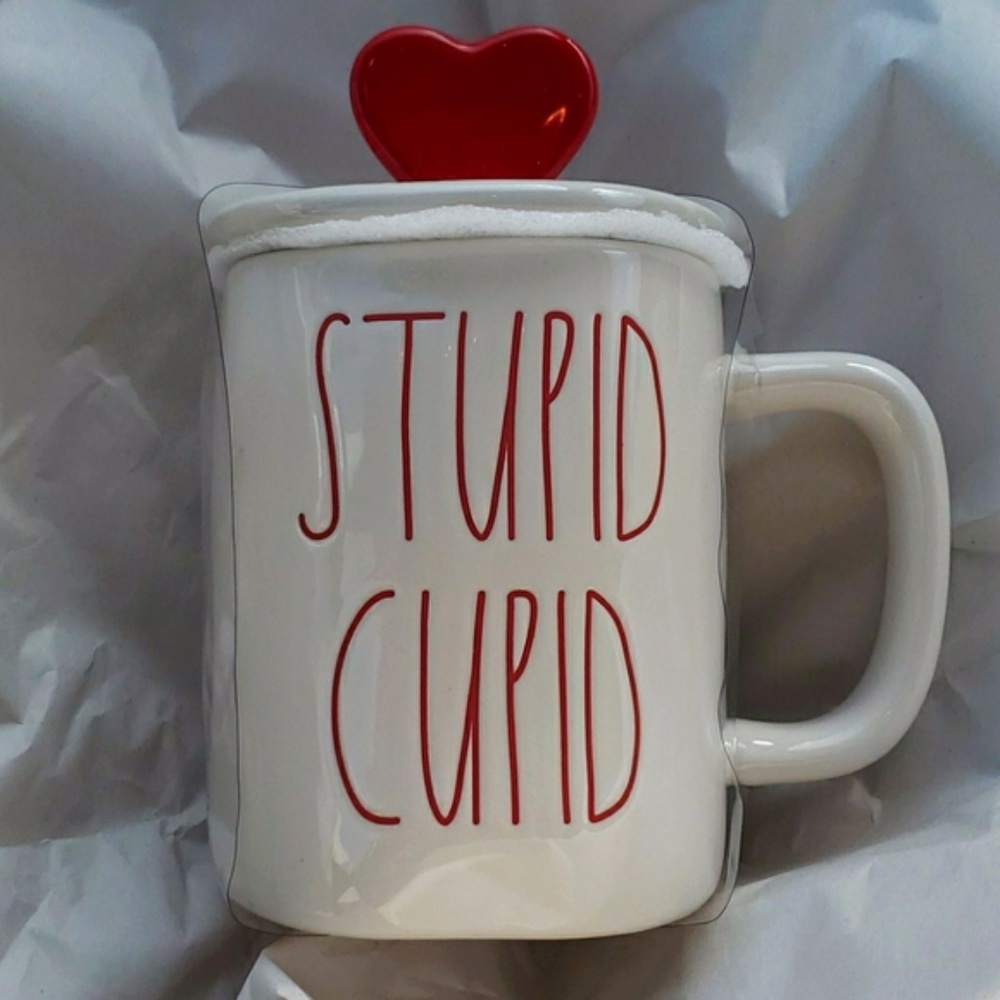 Rae Dunn STUPID CUPID Mug With Topper
